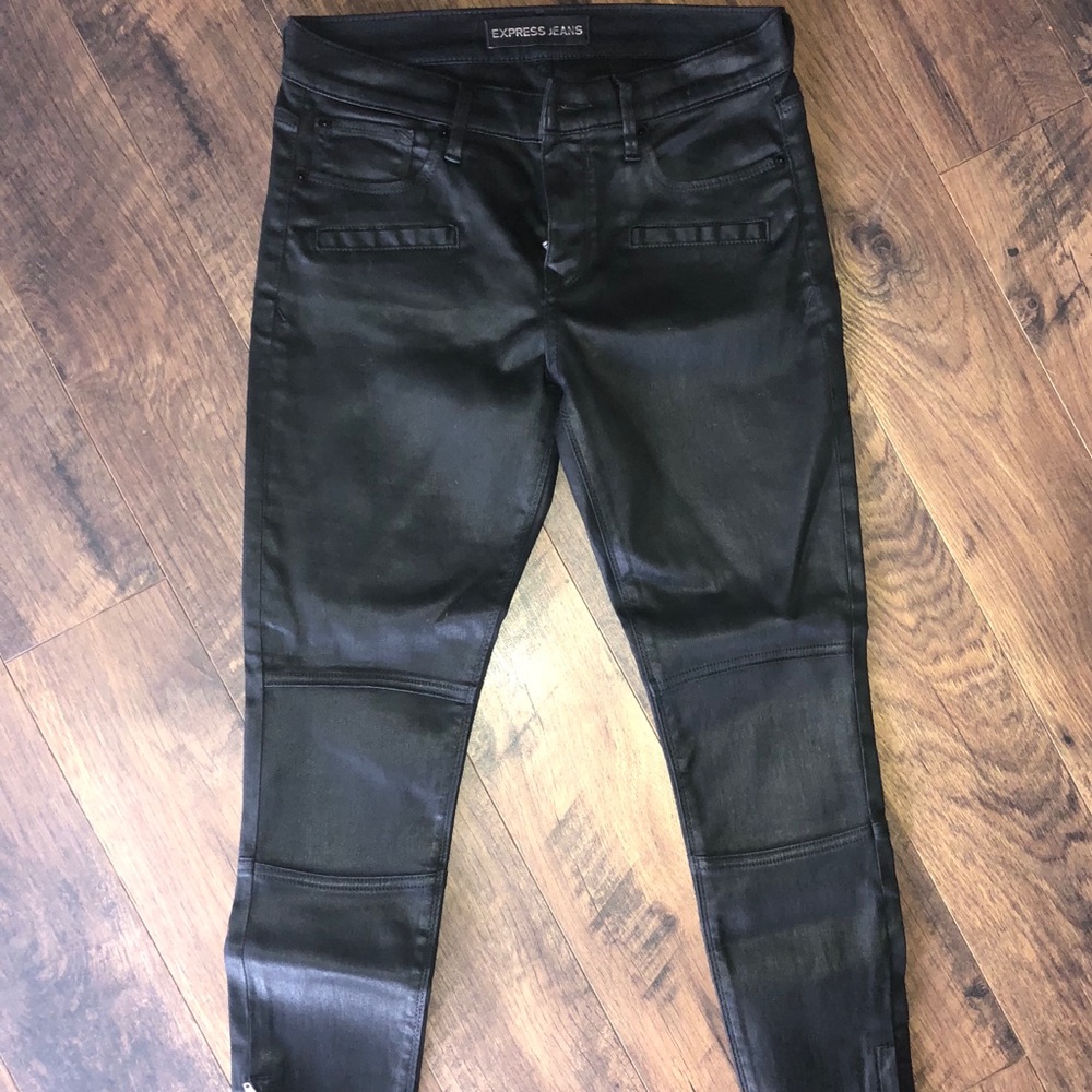 Express black moto jegging